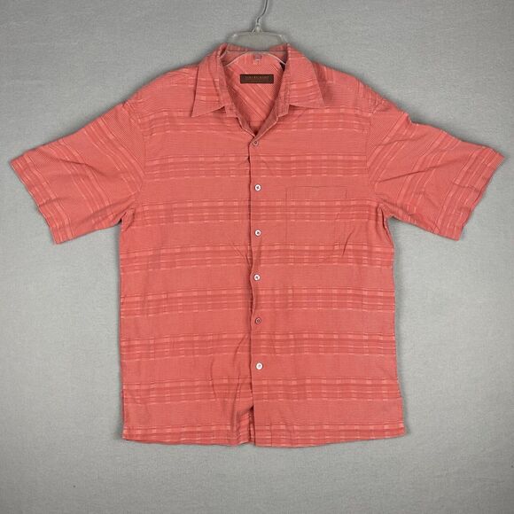 Tori Richard Honolulu Hawaiian Shirt Mens Large Red Print Pocket Silk Blend - Picture 1 of 7